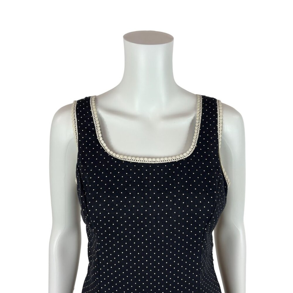 Vintage 80s Prairie Dress Women's Extra Small Black White Dotted Swiss Tiered - Picture 4 of 11